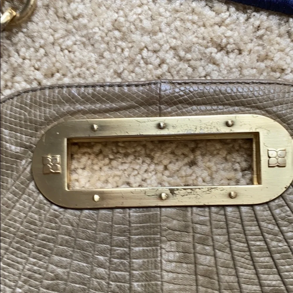 BCBGMAXAZRIA tan snakeskin leather tote